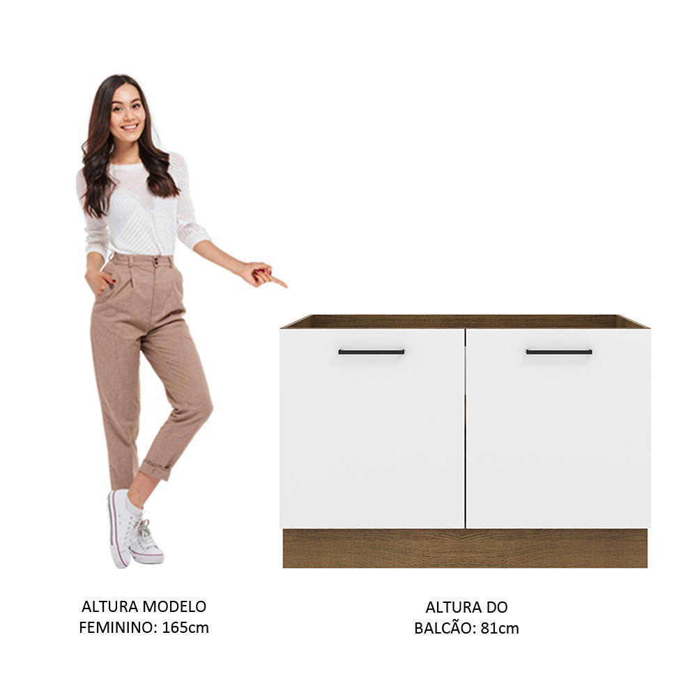 Balcão de Pia Madesa Agata 2 Portas Rustic/Branco