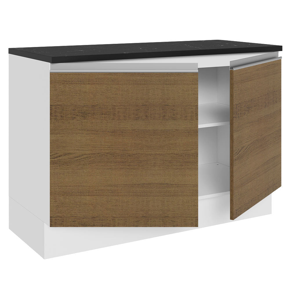 Balcão Cozinha 100% MDF 120 cm 2 Portas Branco/Rustic Acordes Madesa