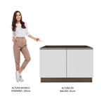 Balcão Gabinete de Pia Madesa Glamy 120 cm 2 Portas (Sem Tampo e Pia) Rustic/Branco