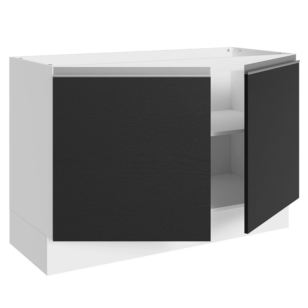Balcão Gabinete de Pia 100% MDF 120 cm 2 Portas Branco/Preto Acordes Madesa