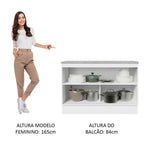 Balcão Cozinha 2 Portas (Com Tampo) Branco/Preto Agata Madesa