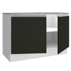 Balcão Madesa Glamy 120 cm 2 Portas (Com Tampo) Branco/Preto