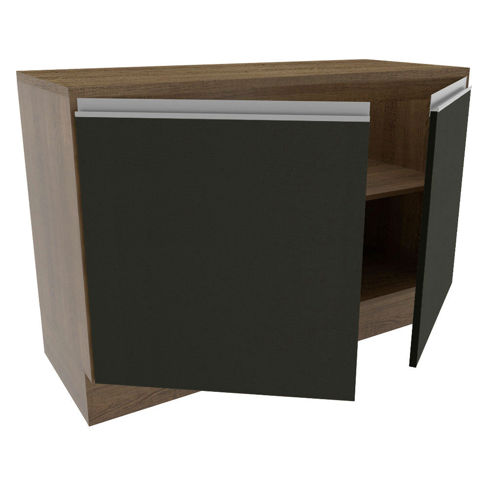 Balcão Madesa Glamy 120 cm 2 Portas (Com Tampo) Rustic/Preto