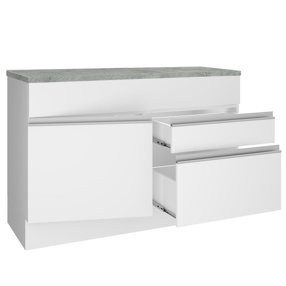 Balcão Madesa Glamy 120 cm 1 Porta e 2 Gavetas (Com Tampo) Branco