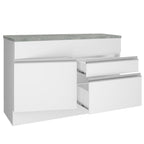 Balcão Madesa Glamy 120 cm 1 Porta e 2 Gavetas (Com Tampo) Branco
