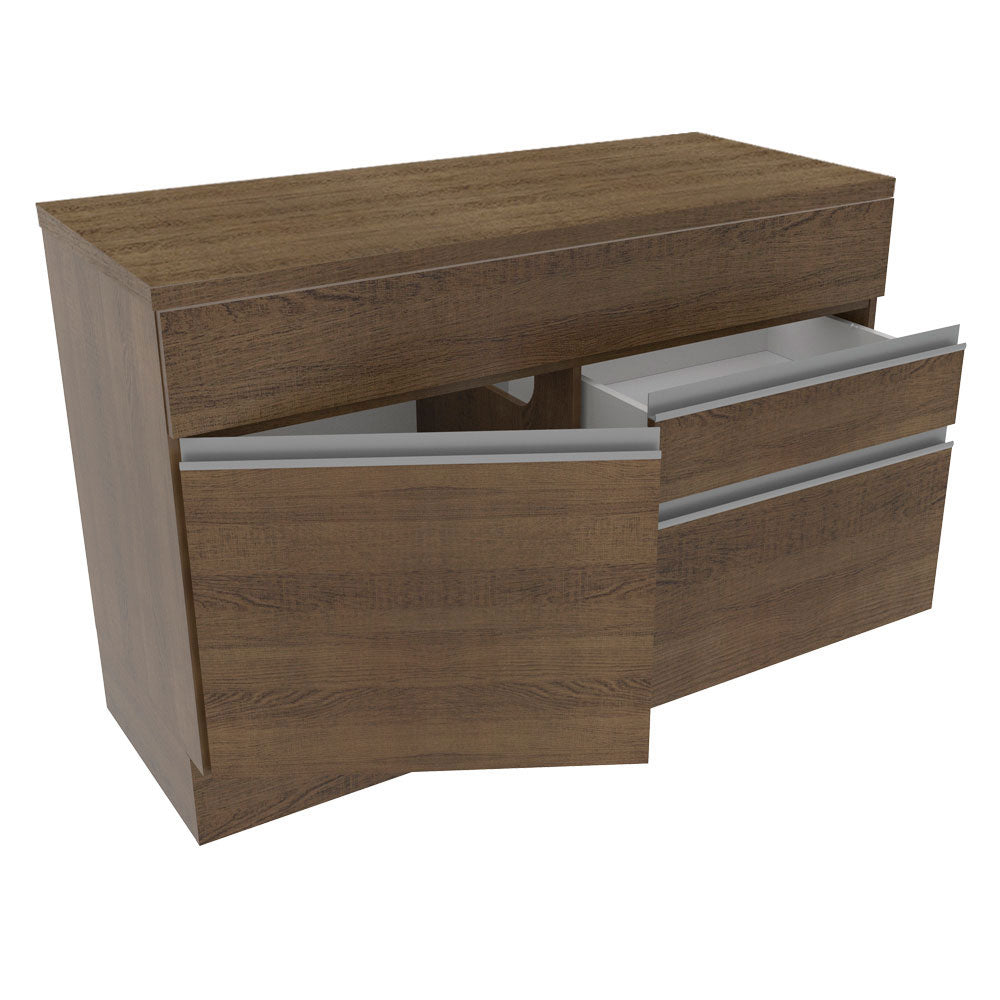 Balcão Madesa Glamy 120 cm 1 Porta e 2 Gavetas (Com Tampo) Rustic