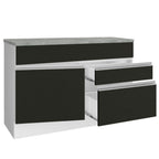 Balcão Madesa Glamy 120 cm 1 Porta e 2 Gavetas (Com Tampo) Branco/Preto