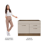 Balcão Gabinete de Pia 1 Porta e 2 Gavetas Rustic/Crema Agata Madesa