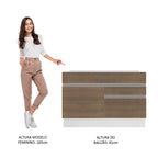 Balcão Gabinete de Pia Madesa Glamy 120 cm 1 Porta 2 Gavetas (Sem Tampo e Pia) Branco/Rustic