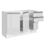 Balcão Gabinete de Pia Madesa Acordes 100% MDF 120 cm 3 Portas e 2 Gavetas Frentes Branco Brilho