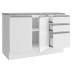 Balcão Madesa Glamy 120 cm 2 Portas e 3 Gavetas (Com Tampo) Branco