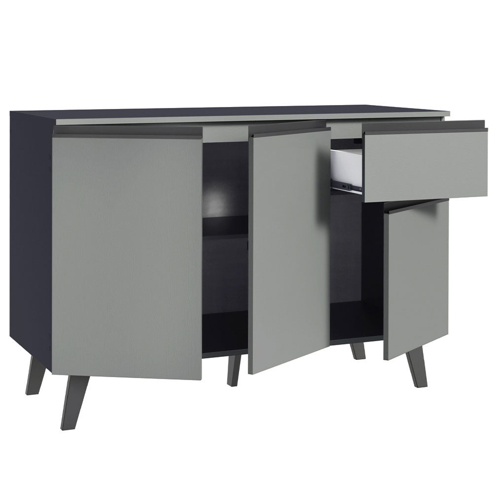 Balcão 3 Portas 1 Gaveta Com Pés Cinza Nice Madesa