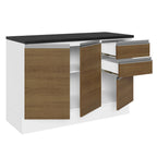 Balcão Cozinha 100% MDF 120 cm 3 Portas e 2 Gavetas Branco/Rustic Acordes Madesa