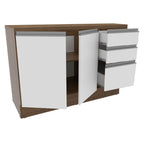 Balcão Madesa Glamy 120 cm 2 Portas e 3 Gavetas (Com Tampo) Rustic/Branco