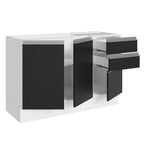 Balcão Gabinete de Pia 100% MDF 120 cm 3 Portas 2 Gavetas Branco/Preto Acordes Madesa
