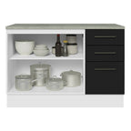 Balcão Cozinha 2 Portas e 3 Gavetas (Com Tampo) Branco/Preto Agata Madesa
