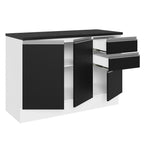 Balcão Cozinha 100% MDF 120 cm 3 Portas e 2 Gavetas Branco/Preto Acordes Madesa