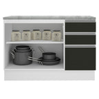 Balcão Madesa Glamy 120 cm 2 Portas e 3 Gavetas (Com Tampo) Branco/Preto