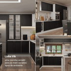 Balcão de Pia 120 cm 2 Portas 3 Gavetas (Sem Tampo) Branco/Preto Vik Madesa