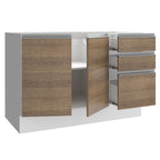Balcão Gabinete de Pia Madesa Glamy 120 cm 2 Portas e 3 Gavetas (Sem Tampo e Pia) Branco/Rustic