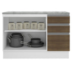 Balcão Madesa Glamy 120 cm 2 Portas e 3 Gavetas (Com Tampo) Branco/Rustic