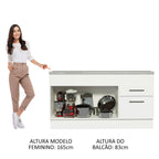 Balcão Madesa Agata 150 cm 2 Portas e 2 Gavetas (Com Tampo) Branco
