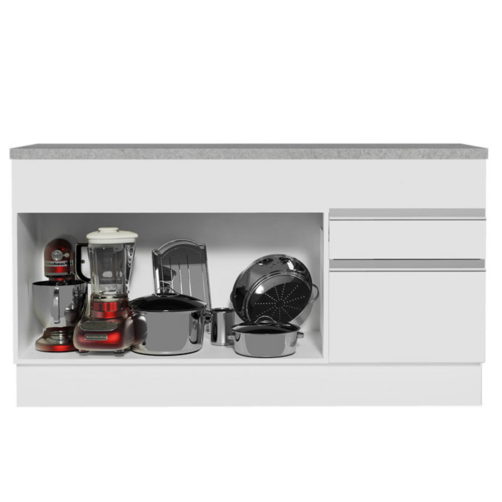 Balcão Madesa Glamy 150 cm 2 Portas e 2 Gavetas (Com Tampo) Branco
