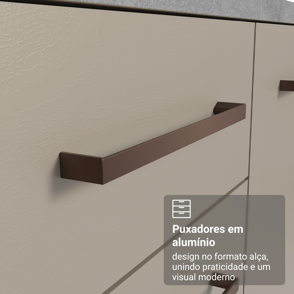 Balcão de Pia 150 cm 2 Portas e 2 Gavetas (Sem Tampo e Pia) Branco/Crema Agata Madesa