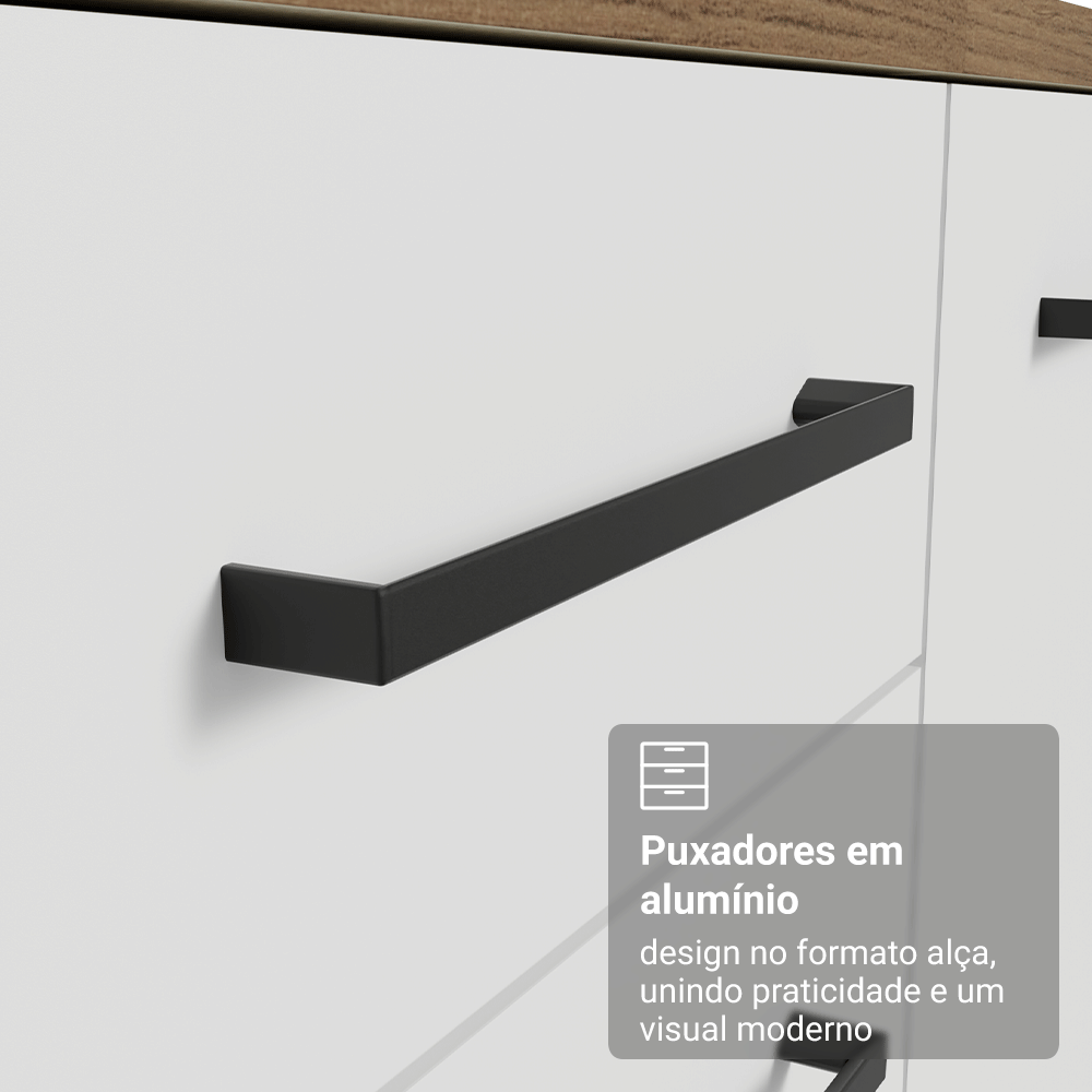 Balcão de Pia Madesa Agata 150 cm 2 Portas e 2 Gavetas (Sem Tampo e Pia) Rustic/Branco