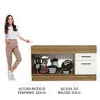 Balcão de Pia Madesa Agata 150 cm 2 Portas e 2 Gavetas (Sem Tampo e Pia) Rustic/Branco