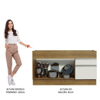 Balcão de Pia Madesa Glamy 150 cm 2 Portas e 2 Gavetas (Sem Tampo e Pia) Rustic/Branco