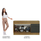 Balcão de Pia Madesa Agata 150 cm 2 Portas e 2 Gavetas (Sem Tampo e Pia) Rustic/Preto