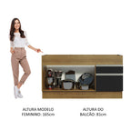 Balcão de Pia Madesa Glamy 150 cm 2 Portas e 2 Gavetas (Sem Tampo e Pia) Rustic/Preto