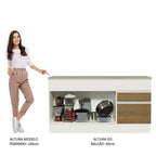 Balcão Madesa Glamy 150 cm 2 Portas e 2 Gavetas (Com Tampo) Branco/Rustic