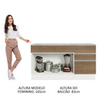 Balcão Gabinete Madesa Glamy 150 cm 2 Gavetas 2 Portas (Com Tampo) Branco/Rustic