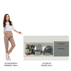 Balcão de Pia Madesa Agata 150 cm 2 Portas e 2 Gavetas (Sem Tampo e Pia) Branco/Cinza