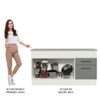Balcão Madesa Agata 150 cm 2 Portas e 2 Gavetas (Com Tampo) Branco/Cinza