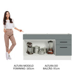 Balcão Gabinete de Pia Madesa Agata 150 cm 2 Portas e 2 Gavetas (Sem Tampo e Pia) Branco/Cinza