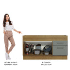 Balcão de Pia Madesa Agata 150 cm 2 Portas e 2 Gavetas (Sem Tampo e Pia) Rustic/Cinza