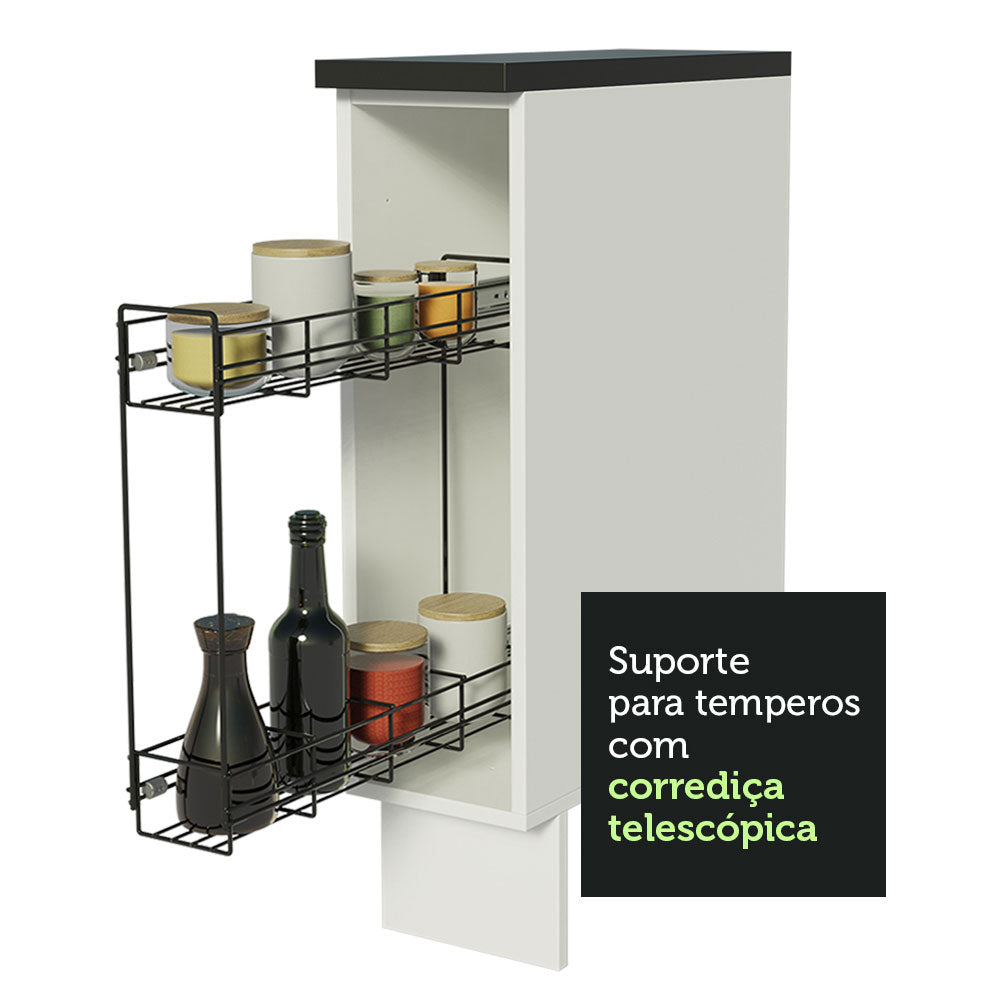 Balcão Porta-Temperos Madesa Acordes 100% MDF 20 cm (Com Tampo) Branco