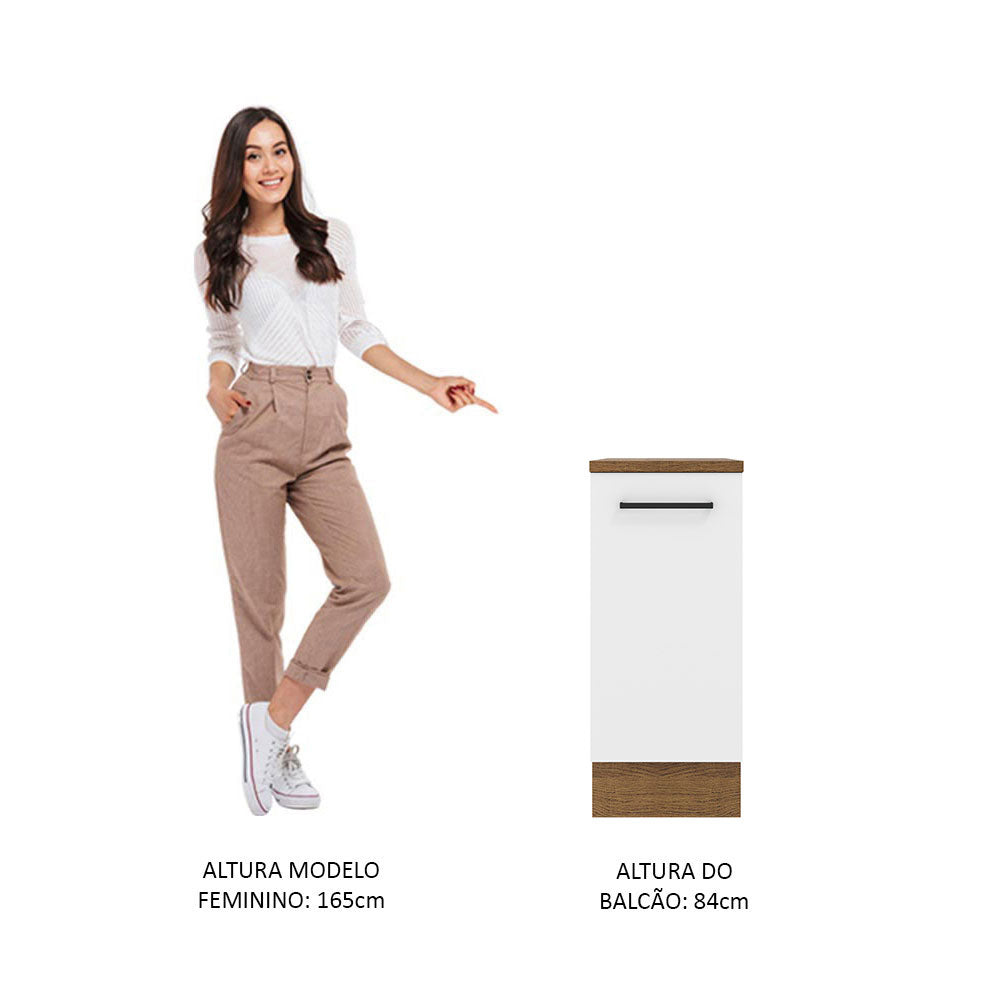 Balcão Madesa Agata 35 cm 1 Porta Rustic/Branco