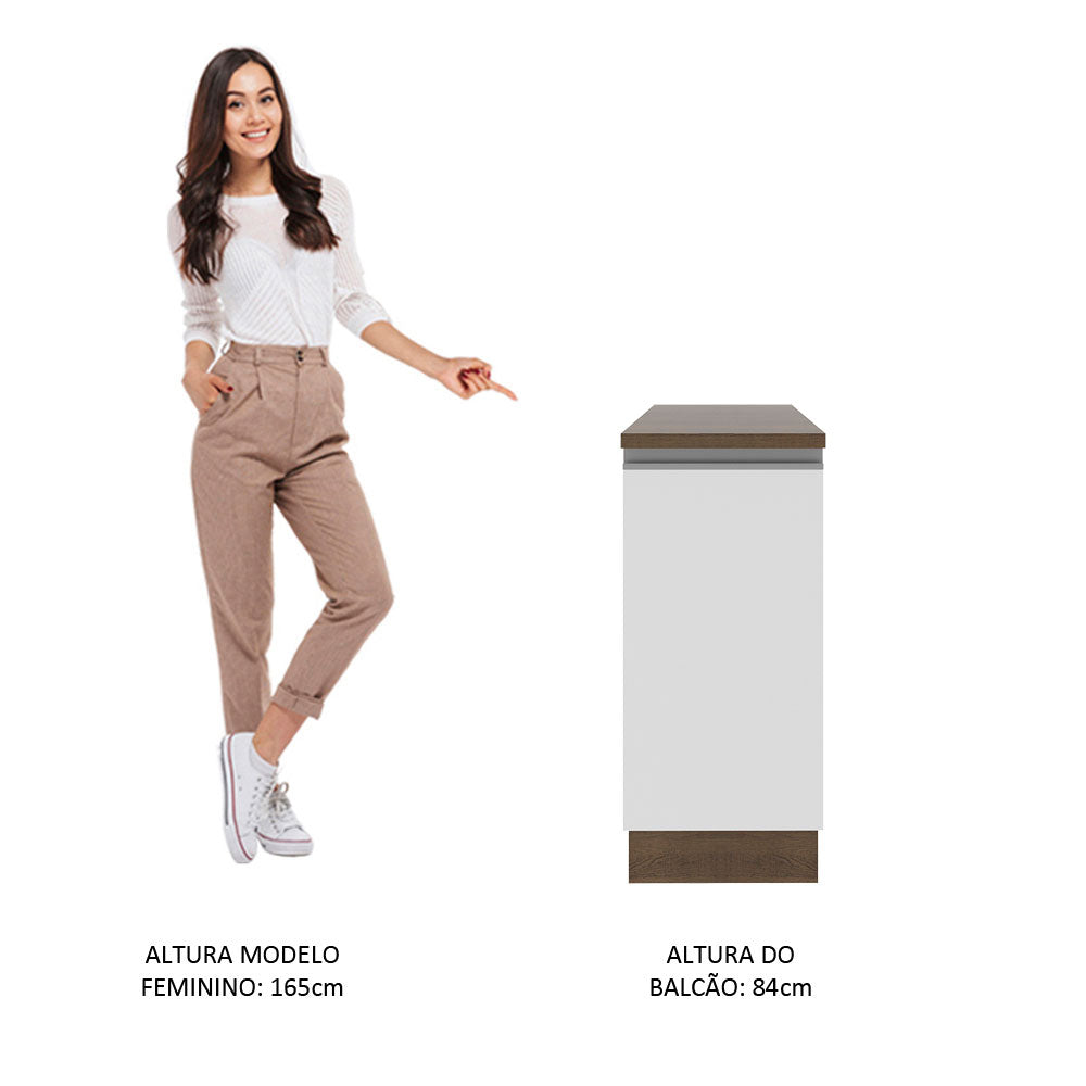 Balcão Madesa Glamy 35 cm 1 Porta Rustic/Branco