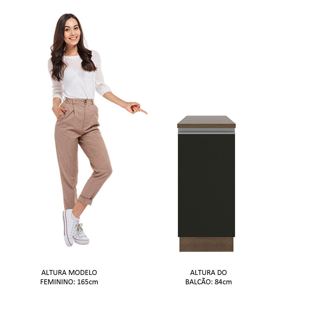 Balcão Madesa Glamy 35 cm 1 Porta Rustic/Preto