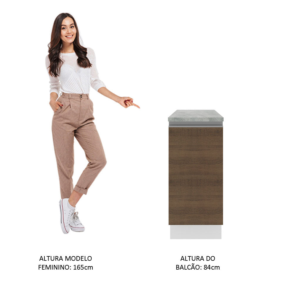 Balcão Madesa Glamy 35 cm 1 Porta Branco/Rustic