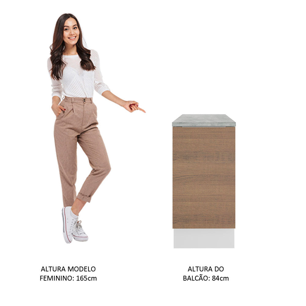 Balcão Madesa Stella 35 cm 1 Porta Branco/Rustic