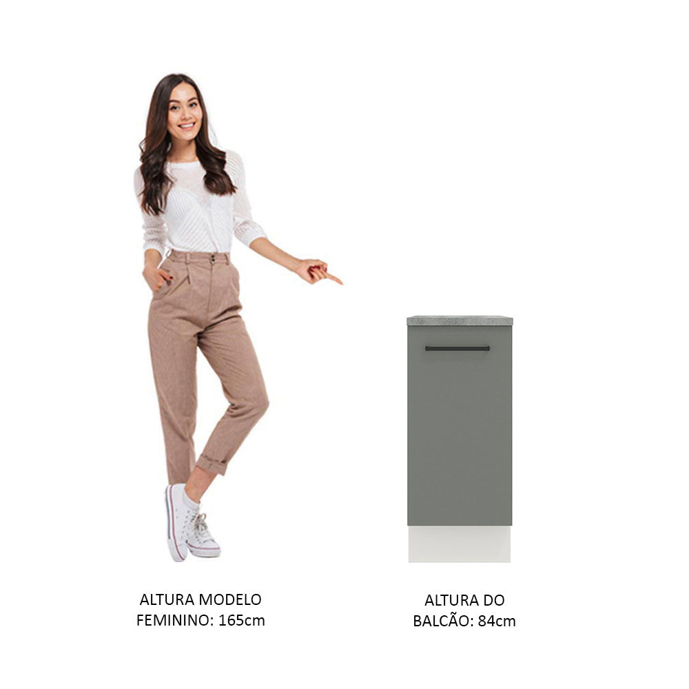 Balcão Madesa Agata 35 cm 1 Porta Branco/Cinza