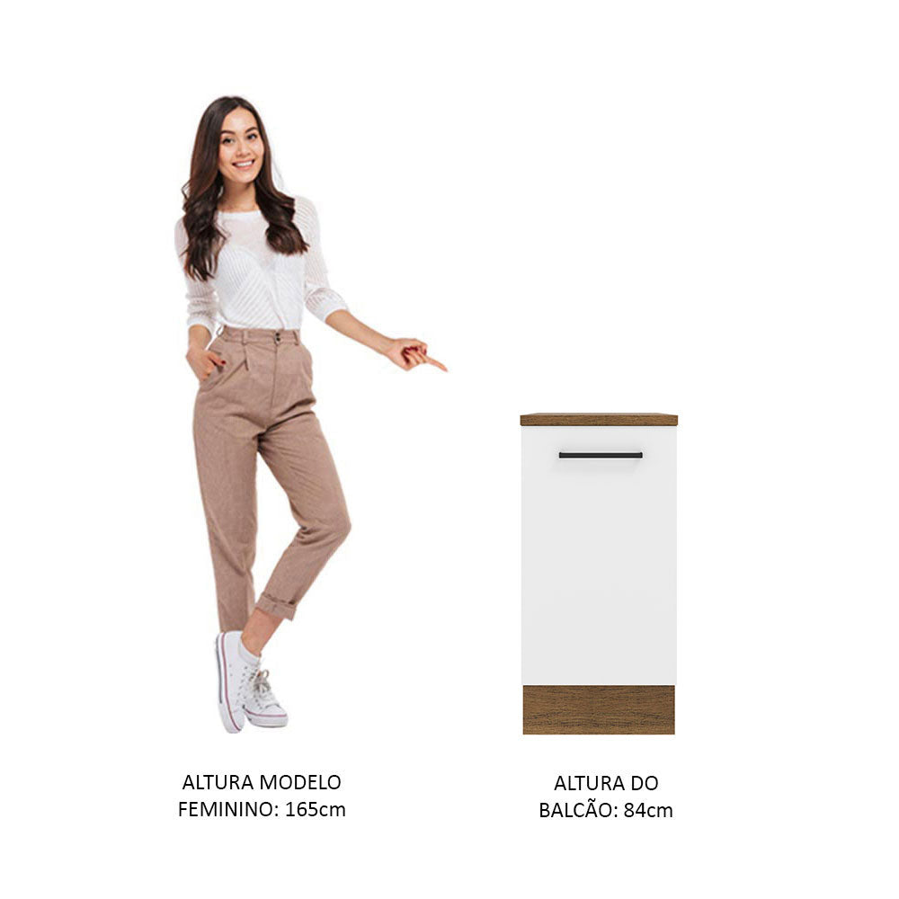 Balcão Madesa Agata 40 cm 1 Porta Rustic/Branco