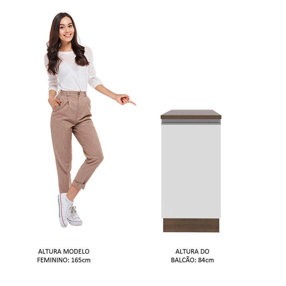 Balcão Madesa Glamy 40 cm 1 Porta Rustic/Branco