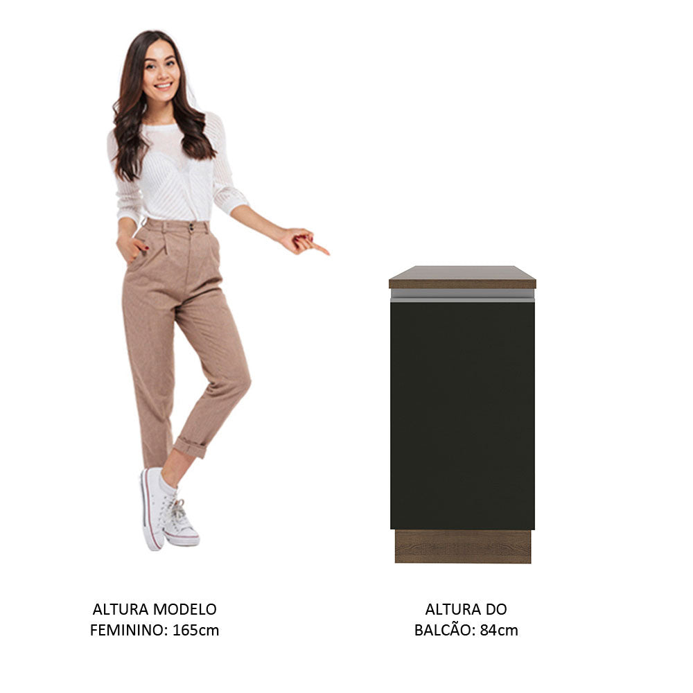 Balcão Madesa Glamy 40 cm 1 Porta Rustic/Preto