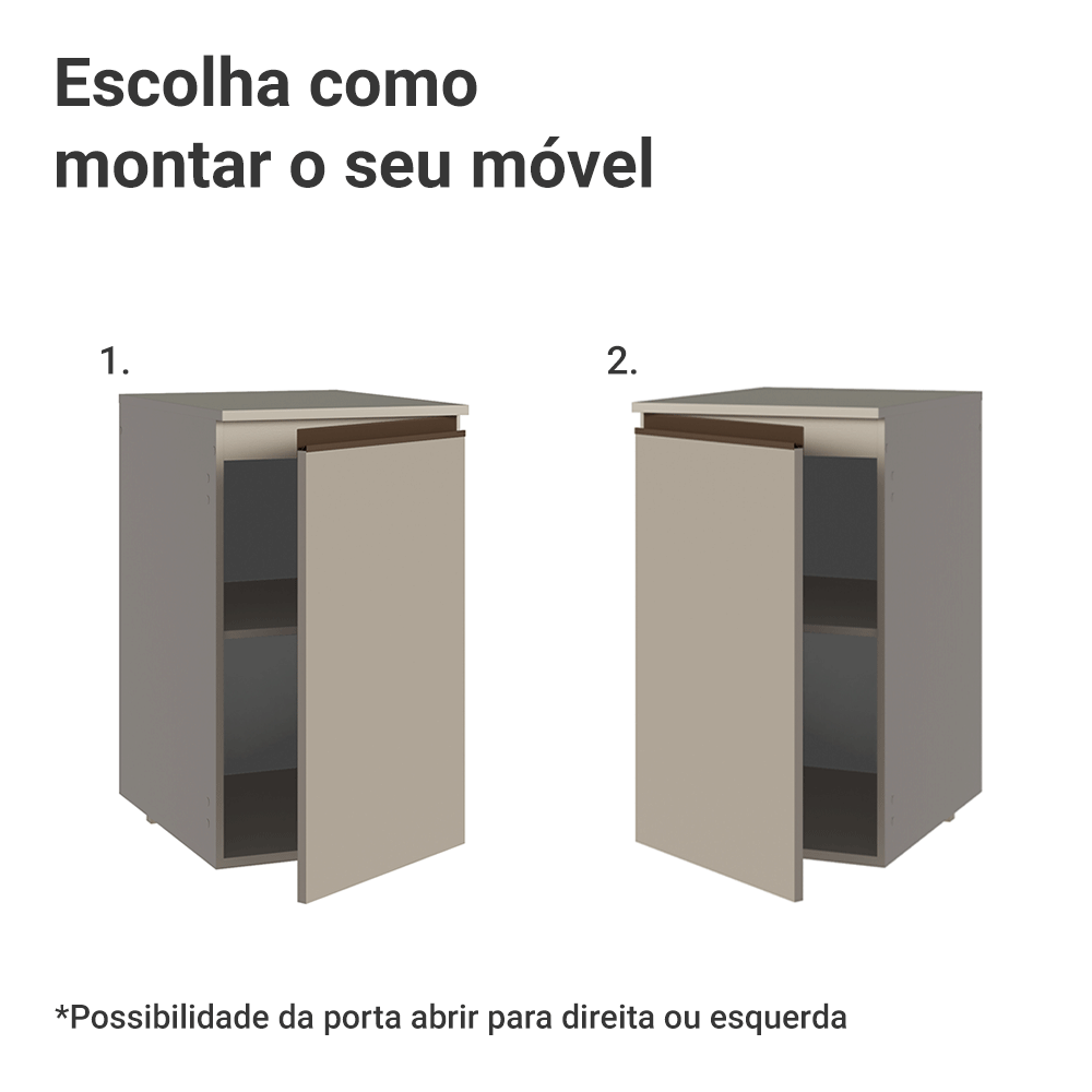 Balcão de Cozinha 40 cm 1 Porta Suspenso Crema Nice Madesa